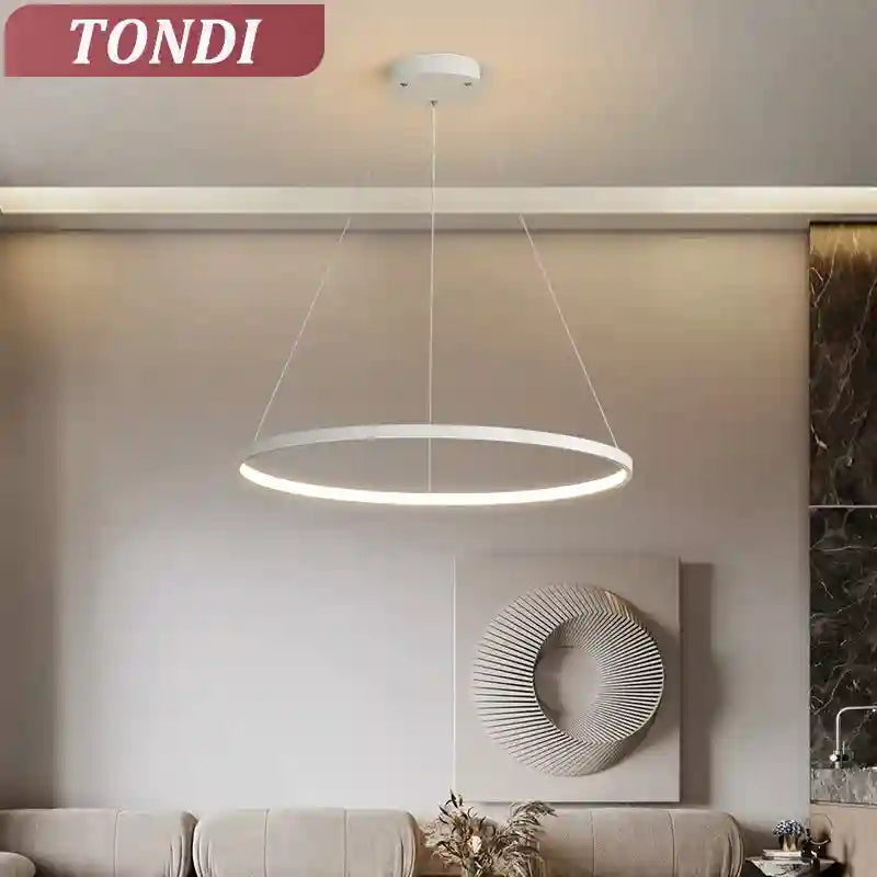 Modern LED Ring Light – Minimalist Dimmable Chandelier for Studio Tidesmit
