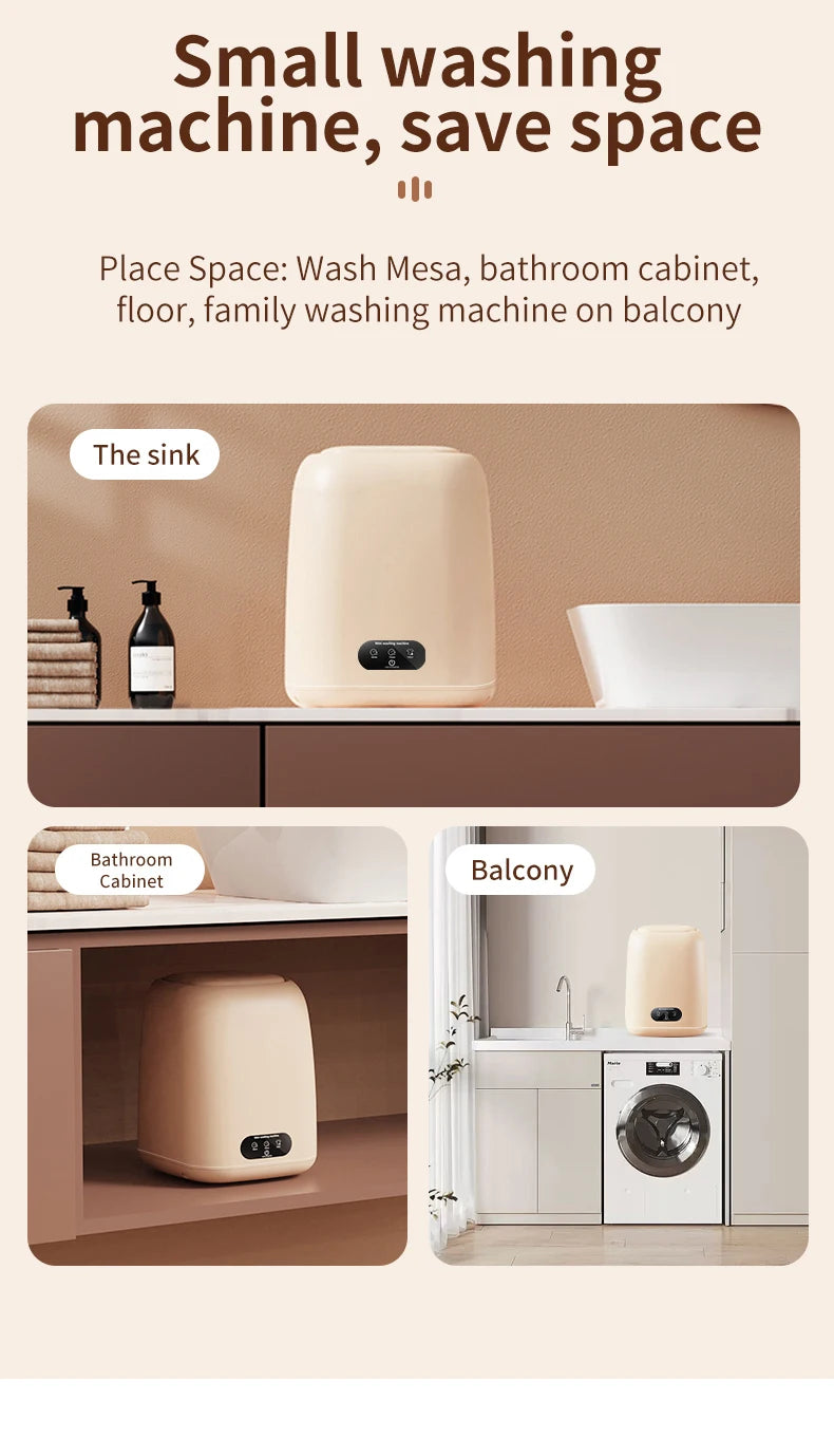 Tidesmit portable mini washing machine with spin dryer and 3 cleaning modes for RV, camping, and dorm room use.