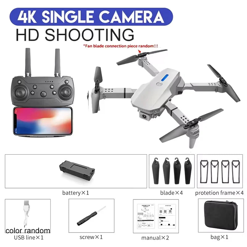 4K Camera Drone - Foldable Quadcopter with HD Lens for Beginners 4K-Grey-SC-1B Tidesmit