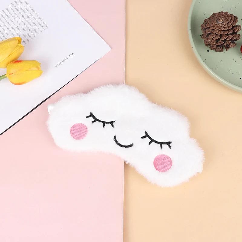 1pc Sleeping Mask Sleeping Blindfold Soft Plush Eye Masks Cute Cat Eye Cover Plush Mask Eyepatch Nap Health Eye Cover