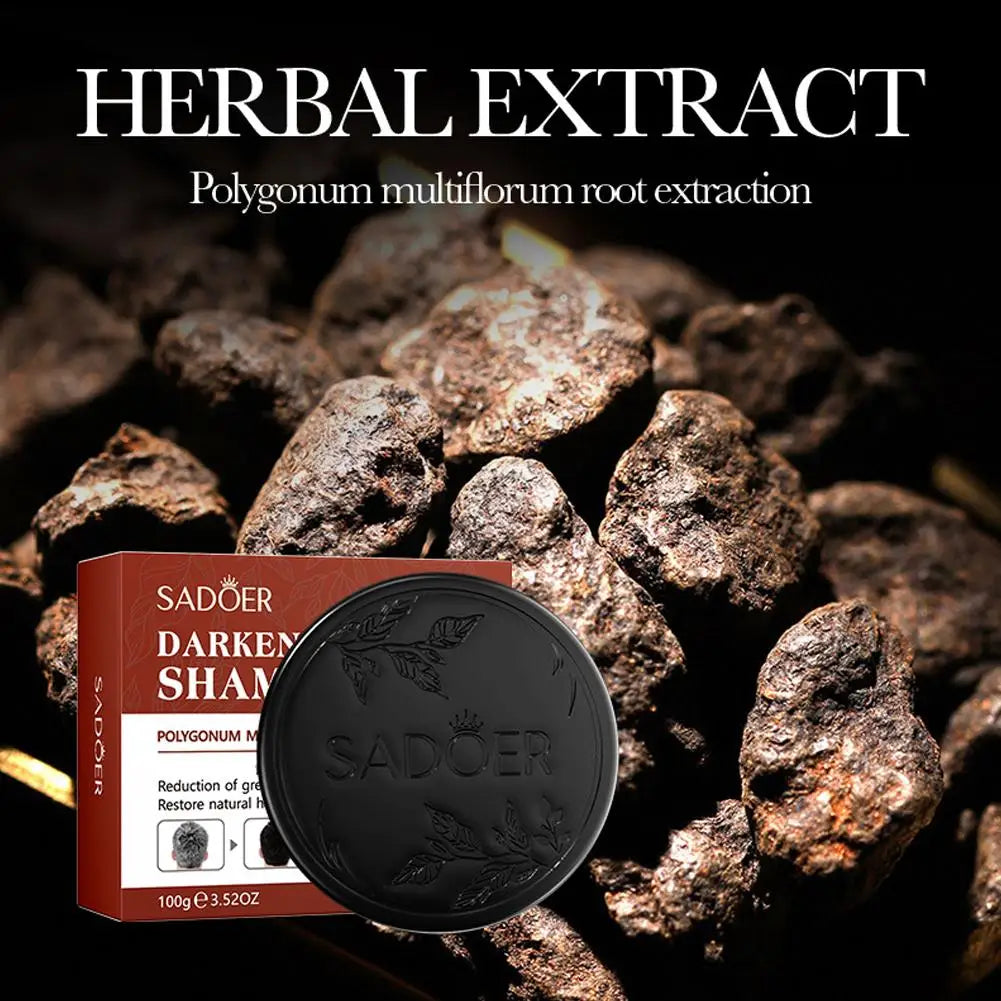 1/2PCS Black Soap Gray Hair Coverage Soap, Natural Polygonum Black Hair Shampoo Bar for Hair Darkening and Stronger, Refreshing