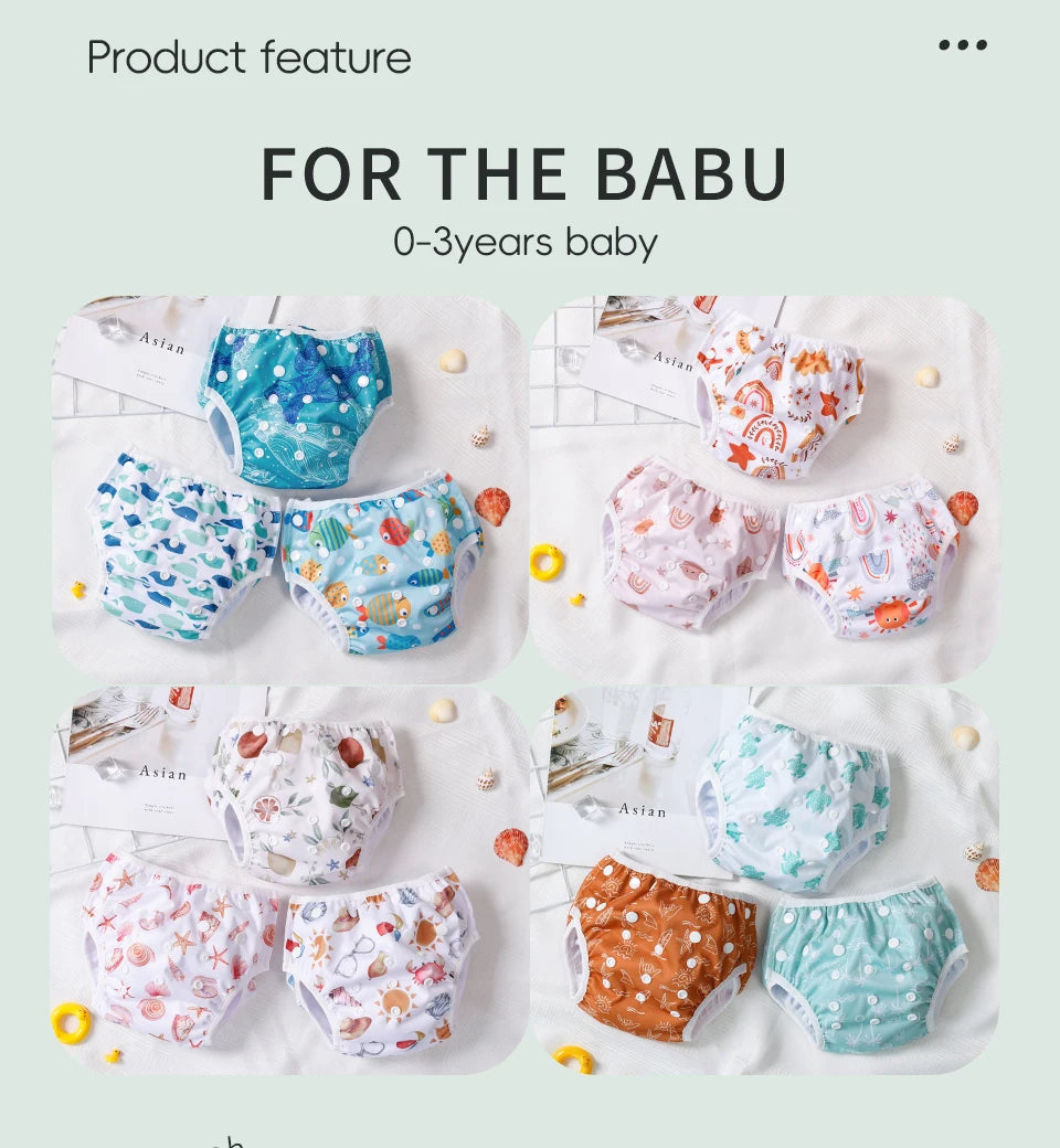 HappyFlute 3-Piece Mesh Cloth Inner Fabric Baby Swimming Diaper Reusable Adjustable 0-3 Years Summer Diaper