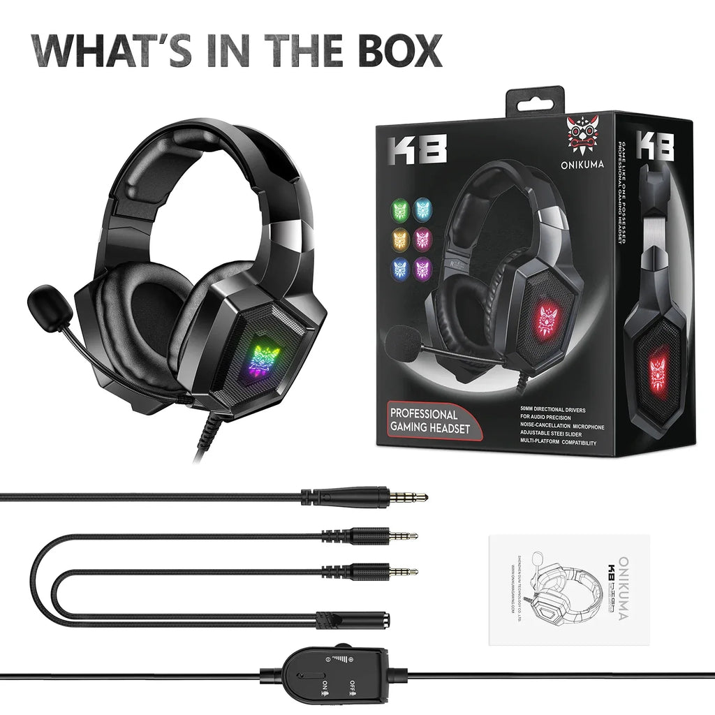 Wired Gaming Headphones With HD Mic and RGB Lights - Tidesmit Tidesmit