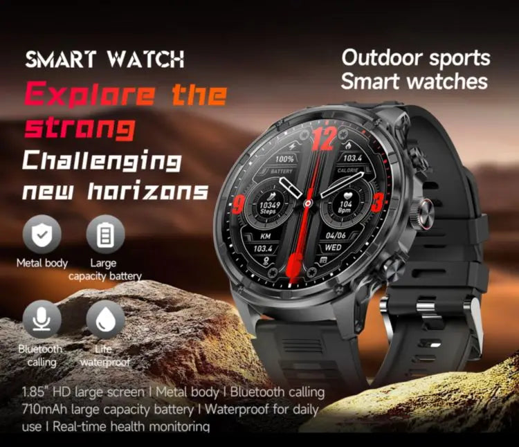 YLL-V99 High Quality IP67 Waterproof 1.85 Inch Smart Round Sports Watch Sleep Tracker Fitness Gift for Friends