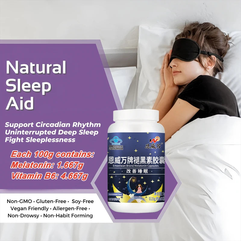 Melatonin Capsules, Deep Sleep & Brain Cognition, Extra Strength Liposomal Melatonin with Vitamin B6,double effect quality sleep