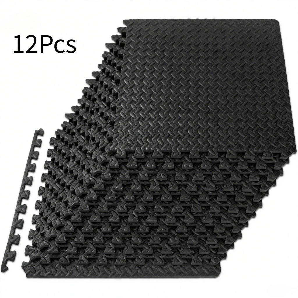 Interlocking Gym Flooring Mats 12Pcs EVA Foam Exercise Tile Set Back Massage Instrument Tidesmit