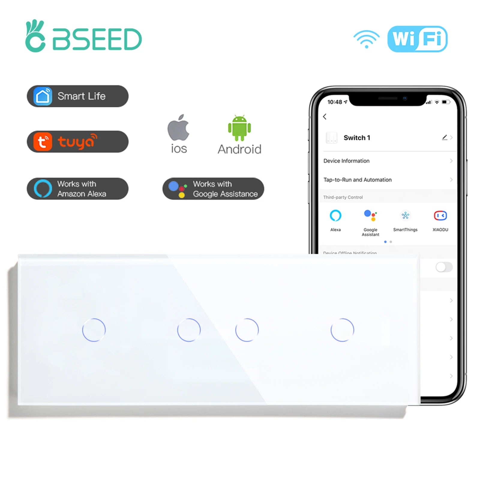 WiFi Smart Light Switch - Glass Touch Panel | Tidesmit Home Automation 1G 2G 1G Tidesmit