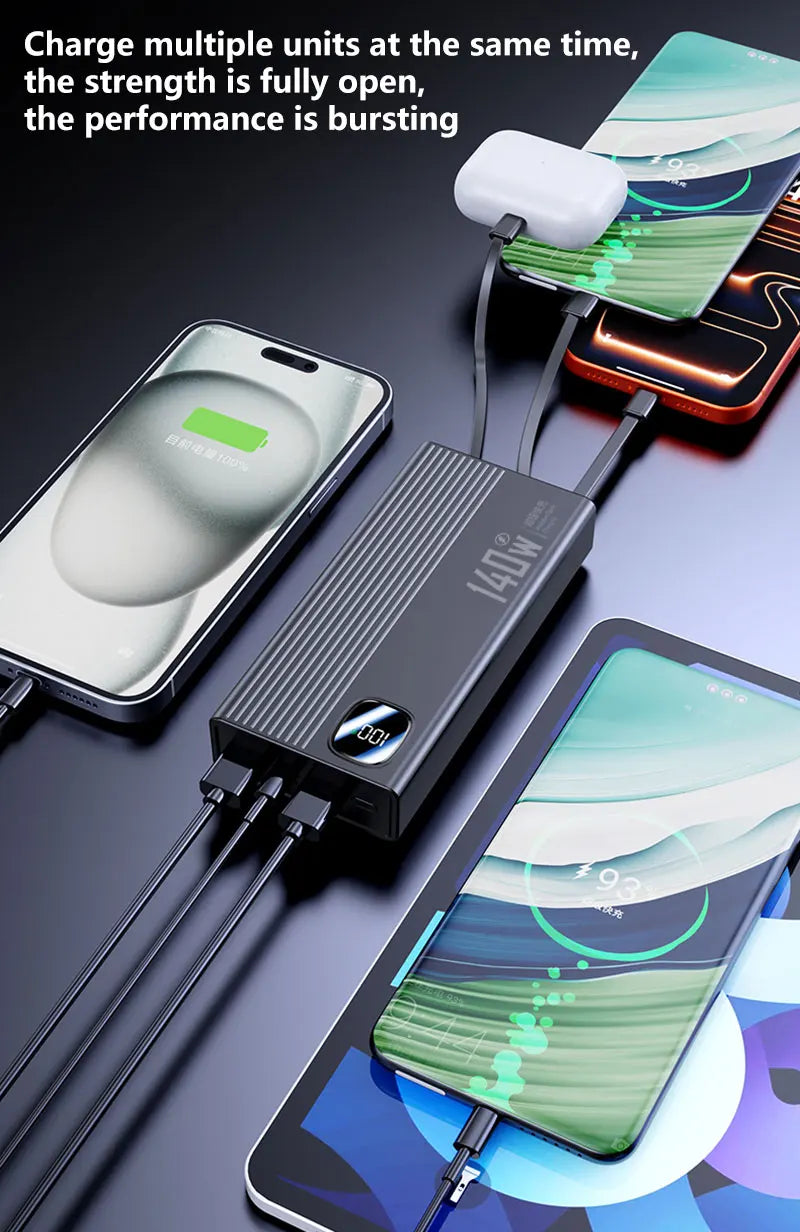 Portable Charger with 4-in-1 Cables - High Capacity Power Bank 50000mAh+ Tidesmit