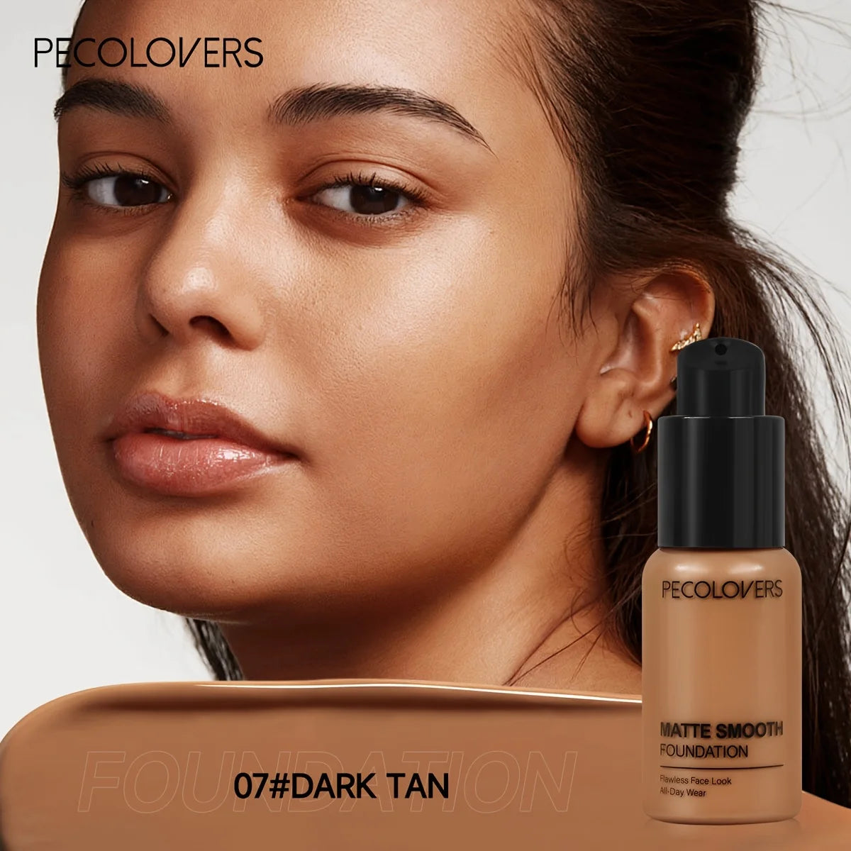 Tidesmit matte smooth liquid foundation with multi-tone natural coverage and all-day wear texture close-up