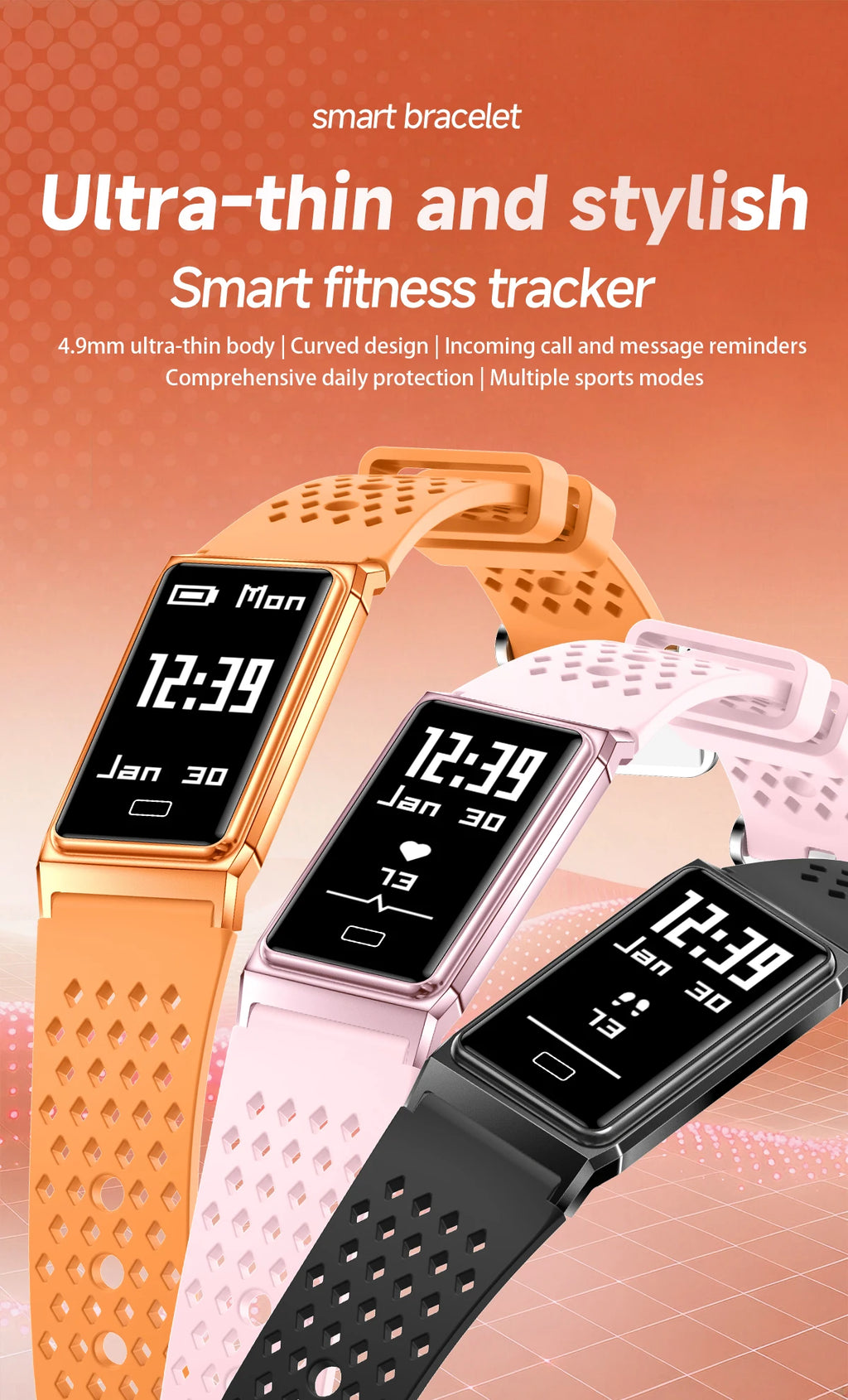 LIGE Women Smart Bracelet Heart Rate Sleep Monitor Health Band Waterproof Sports Fitness Tracker Men Smartwatch For Android iOS