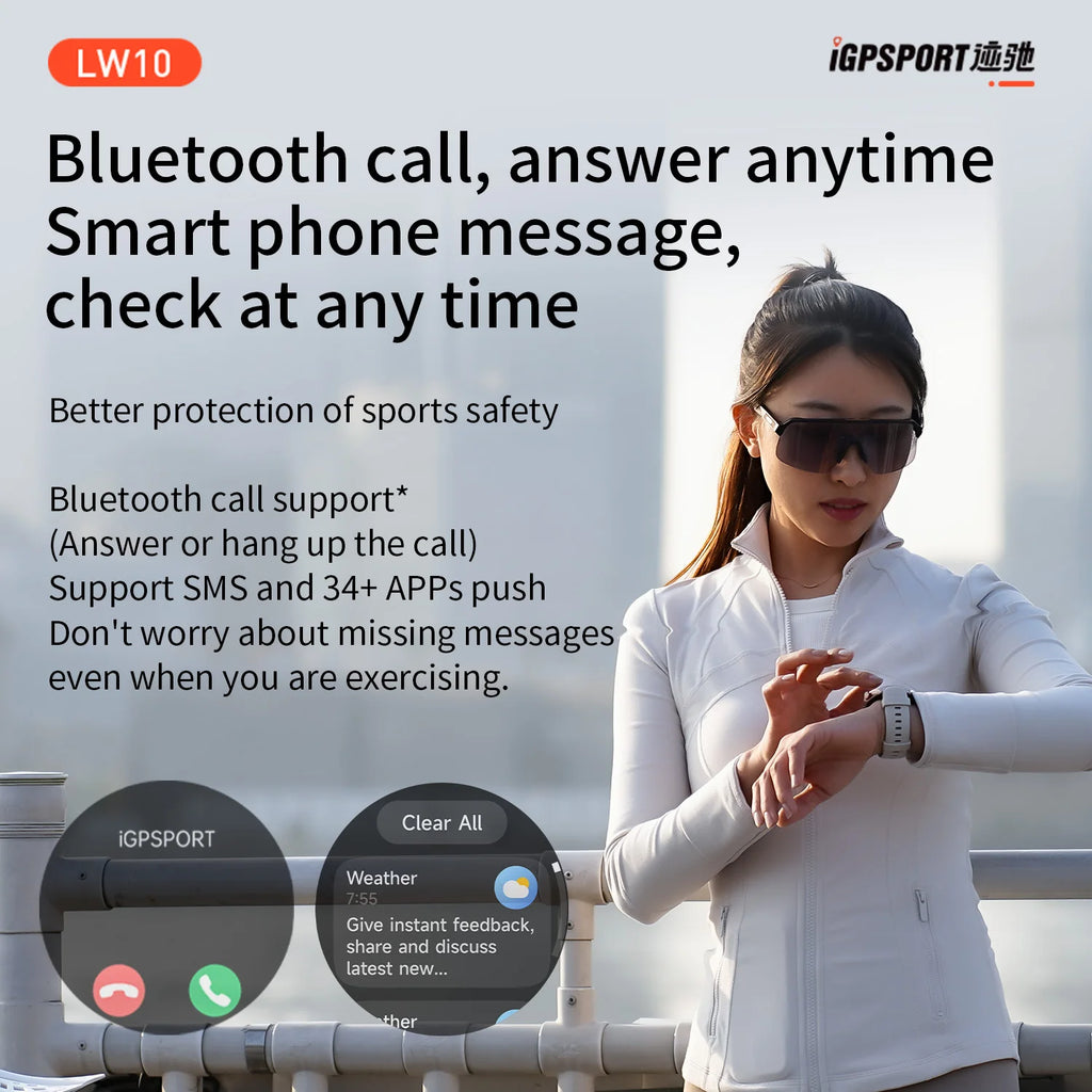 iGPSPORT LW10 Smart Watch With 1.43" AMOLED Screen GNSS GPS Tracker Bluetooth Calls 50+ Sports Modes Heart Rate/SpO2 Monitor