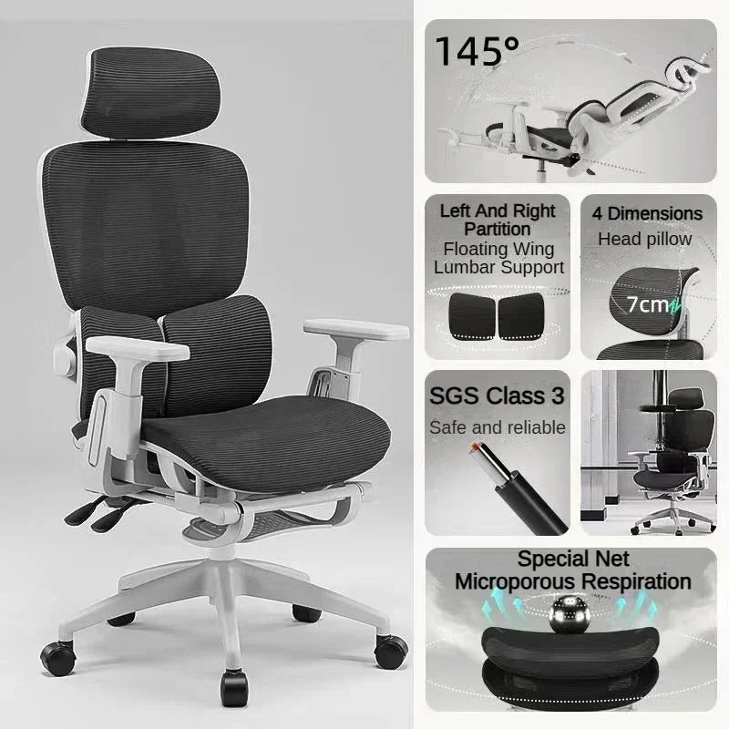 Massage Office Chair with Adjustable Lumbar Support - Ergonomic Tidesmit Massage Chairs White frame black Tidesmit