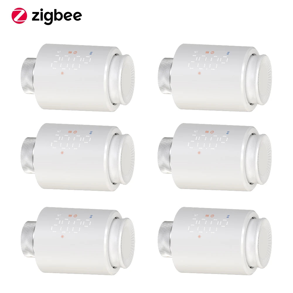 Smart WiFi/ZigBee TRV Thermostat Tuya Radiator Thermostatic Valve Programmable Controller Actuator Alexa Google Voice Control