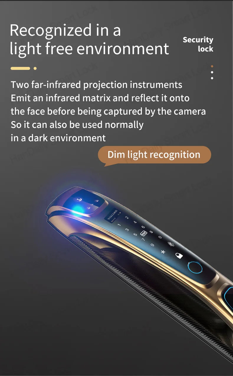 Automatic Fingerprint Electronic Digital Tuya 3D Face Recognition Door Lock Smart Cards Keys Video Camera Lock For Home