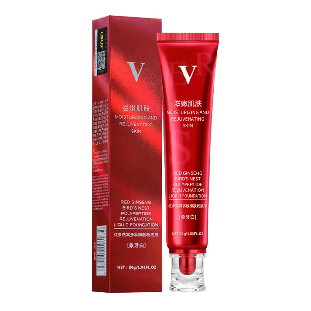 Tidesmit 30g Red Upgrade FV foundation texture close-up featuring high coverage waterproof hydrating oil control
