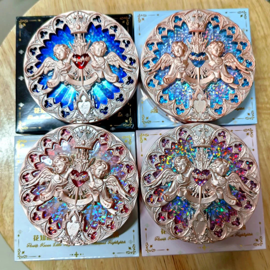 Tidesmit Flower Knows Little Angel 3D shimmer face highlighter palette swatch showing diamond glitter texture
