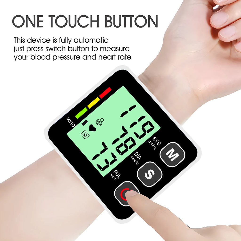 Portable Sphygmomanometer Medical Digital Wrist Blood Pressure Monitor Pulse Heart Rate Monitor Tonometer тонометр
