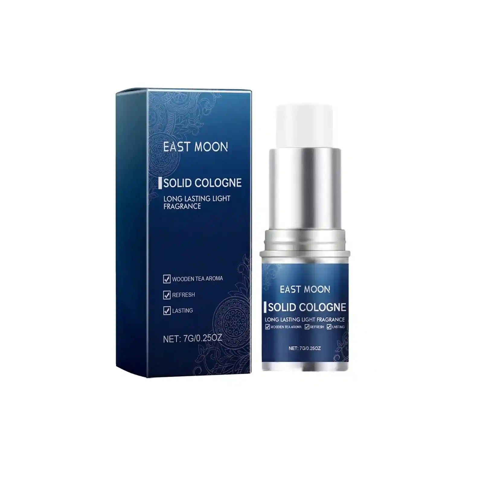 East Moon portable wooden tea solid cologne balm for men. Long-lasting, refreshing stick fragrance for daily use.
