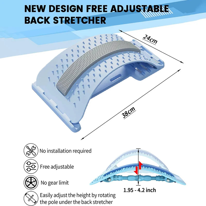 Back Stretcher Adjustable Lumbar Support - Ergonomic Spine Relief Device Back Massage Instrument Tidesmit