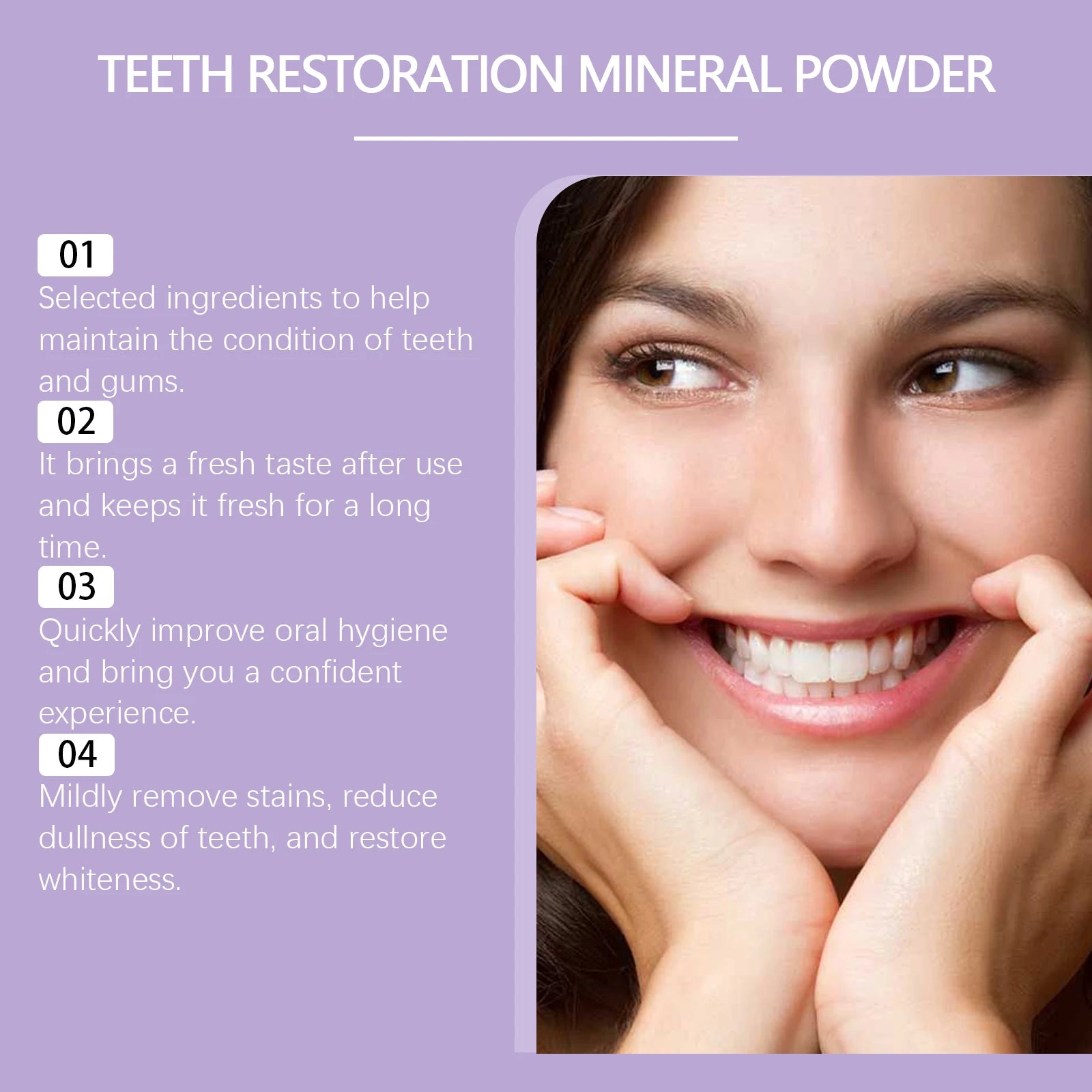 Tidesmit Teeth Restoration Mineral Powder for professional stain removal and fresh breath whitening treatment