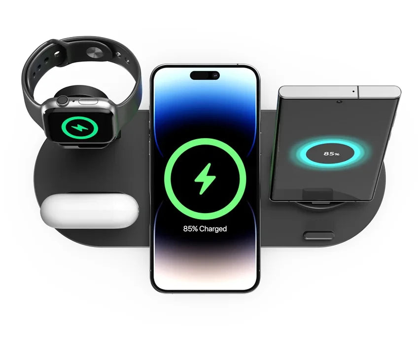 Wireless Charging Station - Qi Certified MagSafe Compatible Multi-Device Tidesmit