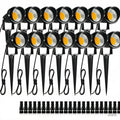 Set of black low-voltage LED landscape spotlights with ground stakes and cables