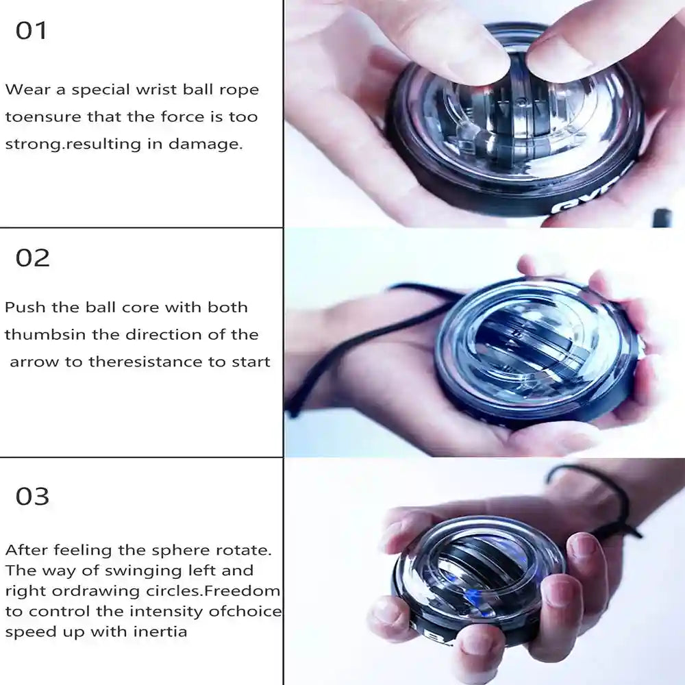 Wrist Strengthener Gyro Ball - Self-Starting Powerball for Forearm Grip Massage Roller Tidesmit