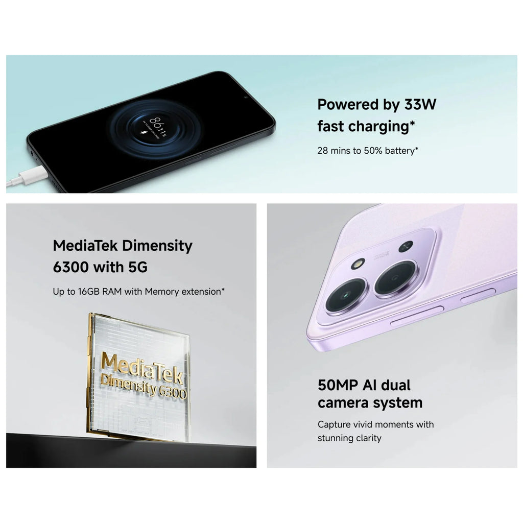 Redmi 15C 5G Smartphone 128GB - 6.9 Inch Display - Purple AE Tidesmit