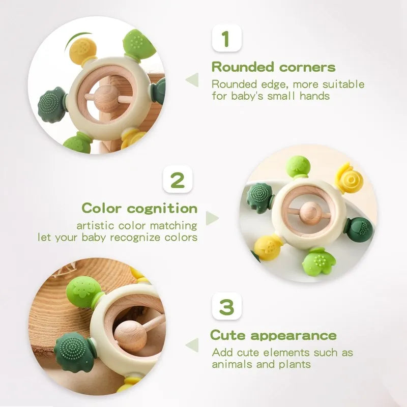 1Pcs Food Grade Baby Silicone Teether Toy Cartoon Car Nursing Teething Ring BPA Free Newborn Health Molar Chewing Accessorie Toy