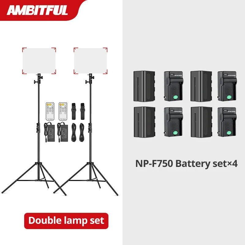 60W LED Video Light Panel | Adjustable Color Temperature Studio Kit Kit 7 Tidesmit