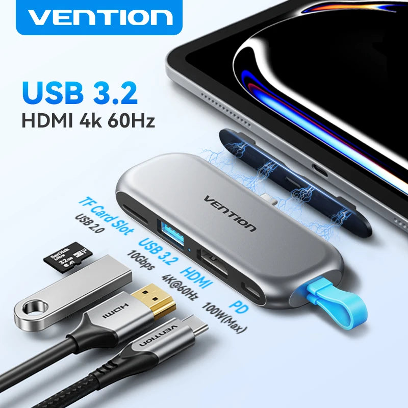 4 in 1 USB C Hub 4K 60Hz HDMI Adapter with 100W PD Power Delivery Tidesmit