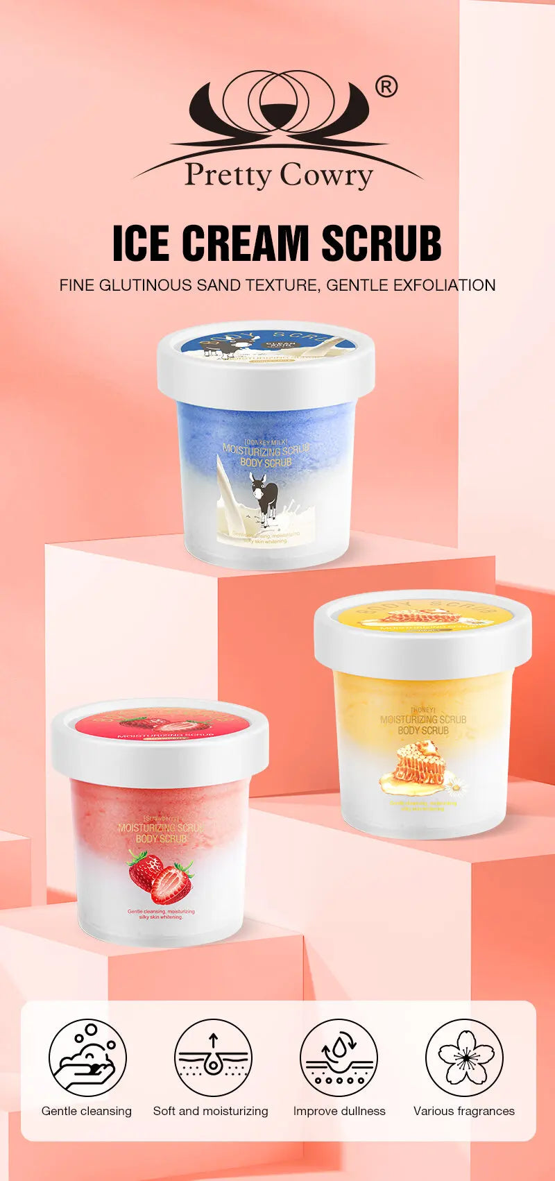Ice Cream Body Scrub: Deep Exfoliating Natural Skincare Formula Scrubs Treatments Tidesmit