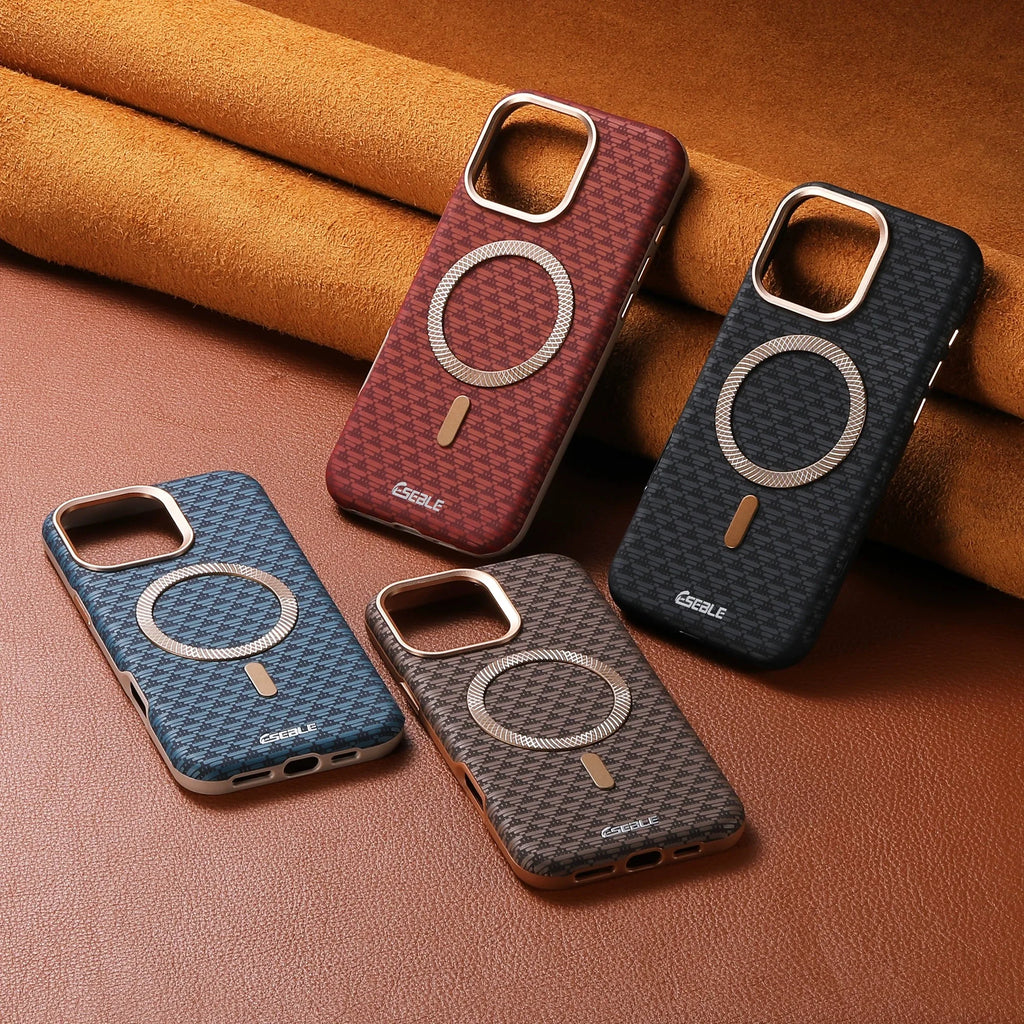 Magnetic Leather iPhone Case | Shock-Absorbing & Wireless Charging Compatible Tidesmit
