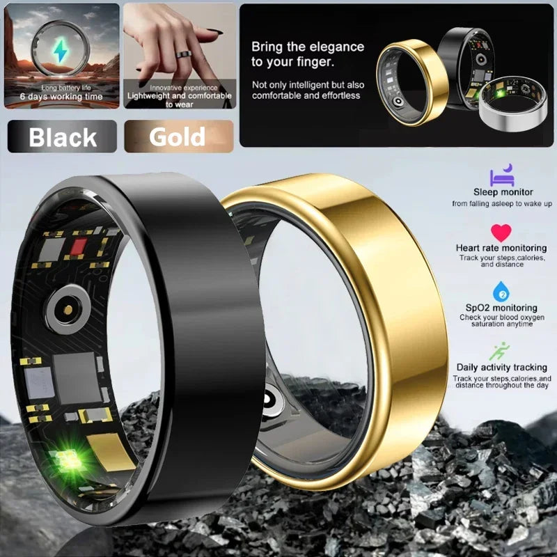 Smart Health Tracker Ring - Heart Rate & Oxygen Fitness Monitor Tidesmit