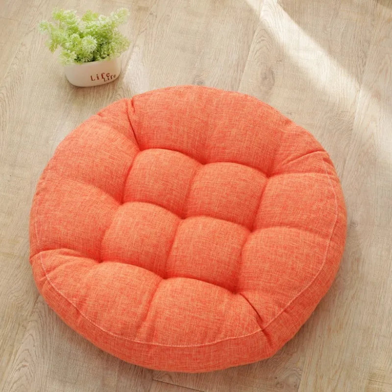 Thick Tufted Seat Cushion Natural Linen Round Floor Pillow Seating Cushion Home Décor Pouf for Meditation Yoga For Adult Kid Pad