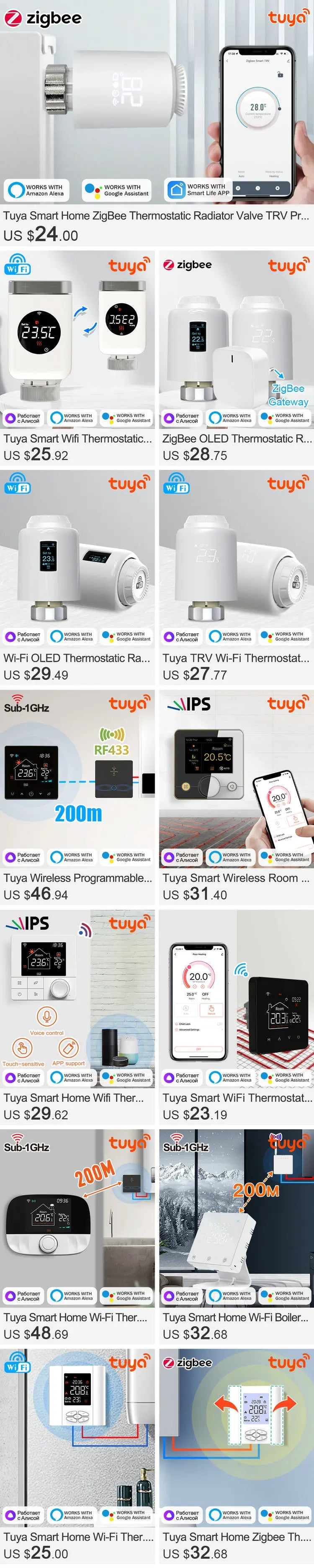 Smart Home Tuya Wifi Thermostat Gas Boiler Wireless Battery Operated Wifi Thermostat Temperature Controller Alexa Home Assistant