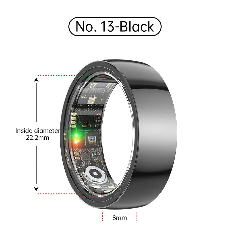 Smart Health Ring – Waterproof Fitness Tracker by Tidesmit Ceramic Black No. 13 Tidesmit