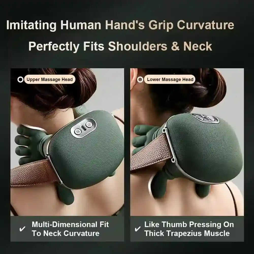 Electric Neck and Shoulder Massager with Heat - 3-Level Roller Massage Roller Tidesmit