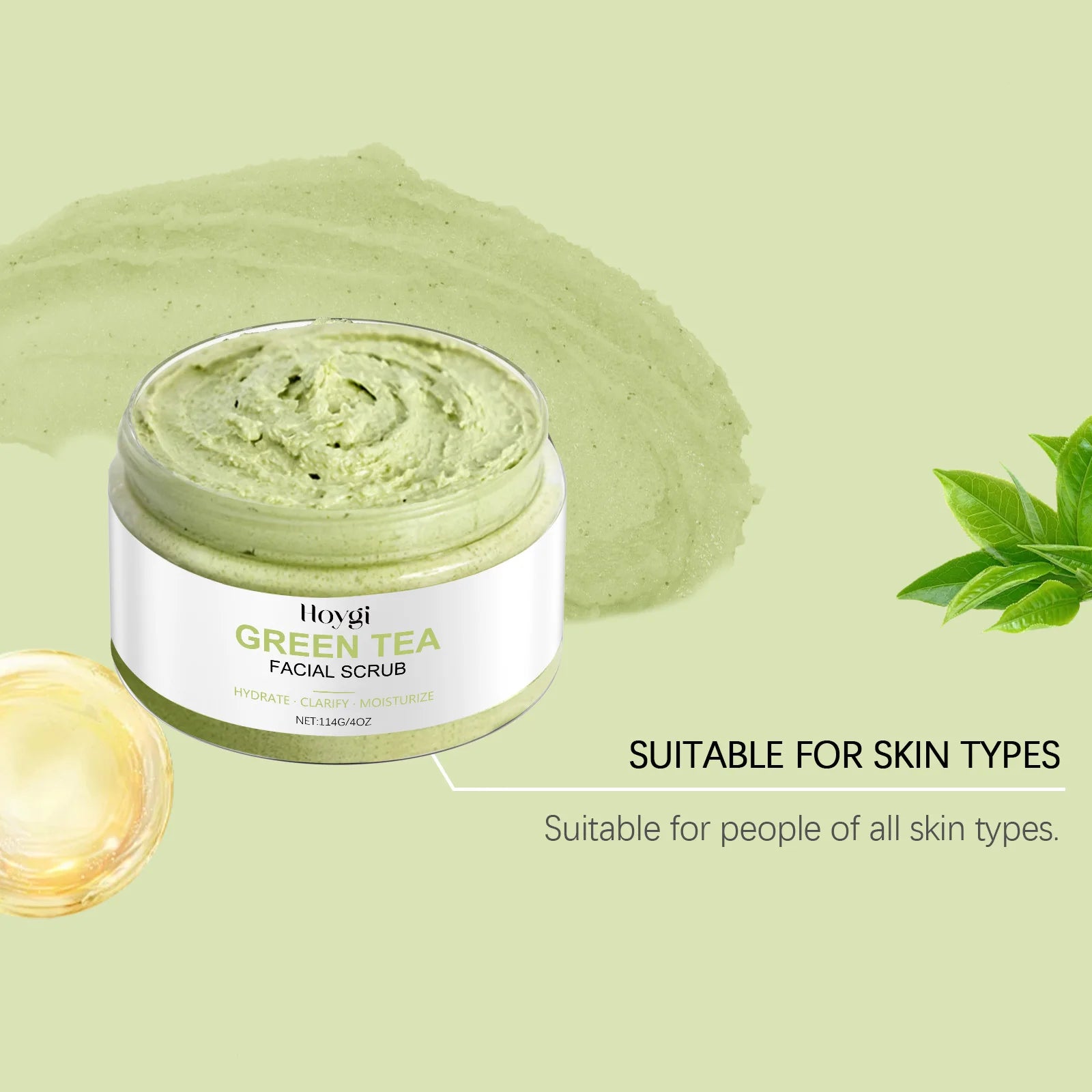 Green Tea Facial Scrub - Deep Pore Exfoliation - Natural Skin Care Scrubs Treatments Tidesmit