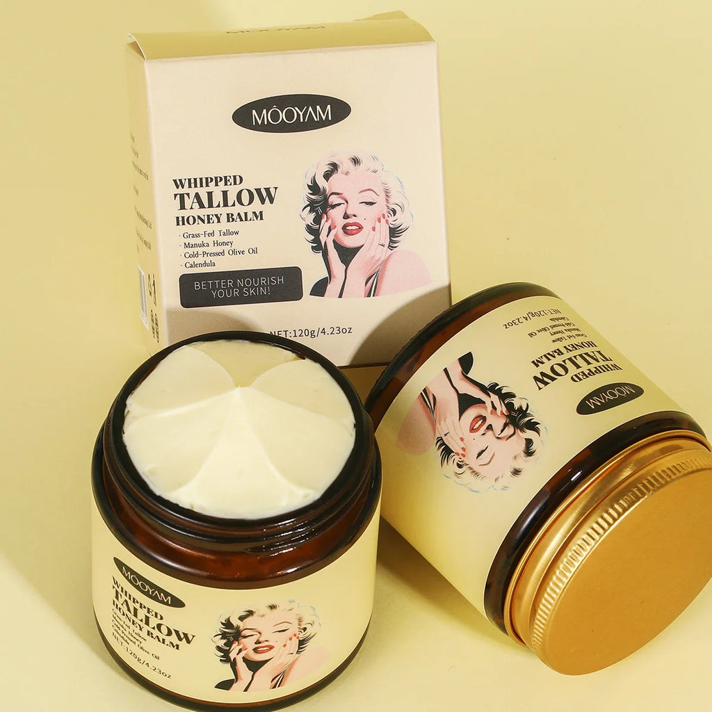 120g Whipped Beef Tallow And Honey Balm Beef Tallow Face Moisturizer Face & Body Skin Care Grass Fed Grass Finished Face Cream