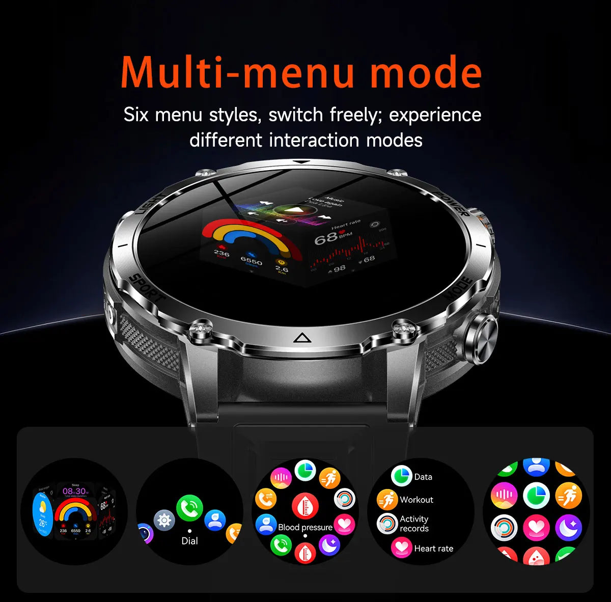 New GPS Sapphire Glass Smartwatch Business men 1.7-inch AMLED Screen Clock 1400mAh Battery 10ATM waterproof Titanium alloy Watch