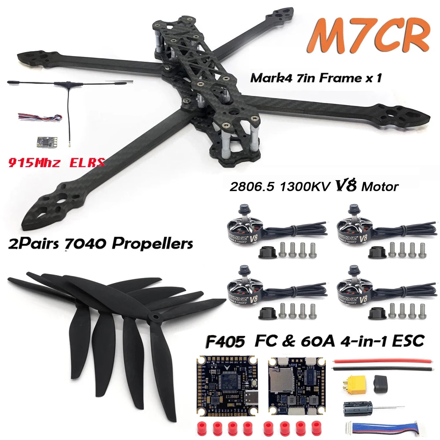 7 Inch FPV Drone DIY Kit Carbon Fiber Frame Brushless by Tidesmit M7CR Tidesmit