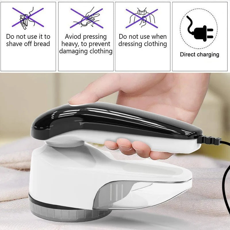 Tidesmit professional rechargeable electric fabric lint remover showing blade and brush head for garment care