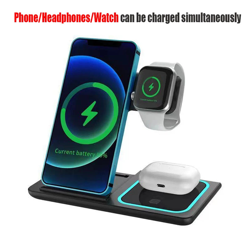 3-in-1 Foldable Wireless Charger - Qi Certified Multi-Device Station Tidesmit