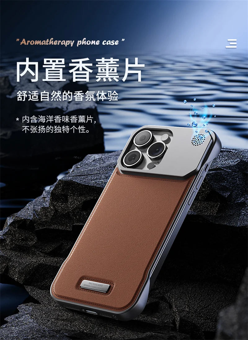 Magnetic Leather Aromatherapy Phone Case for iPhone 16 Pro - Slim Fit Tidesmit