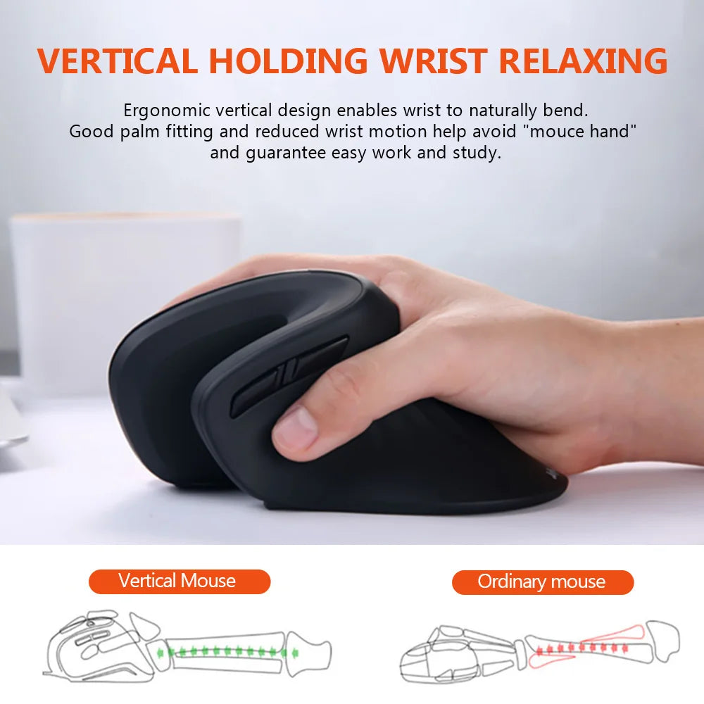 DAREU Ergonomic Vertical Wireless Mouse 2.4Ghz Optical Skin 6 Buttons Comfortable Gaming Mice with Adjustable DPI For Computer