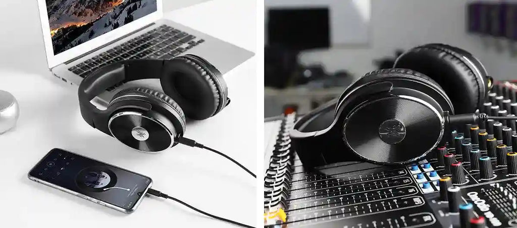 Studio Monitor Headphones Wired Over-Ear with Dual Input Jacks Tidesmit