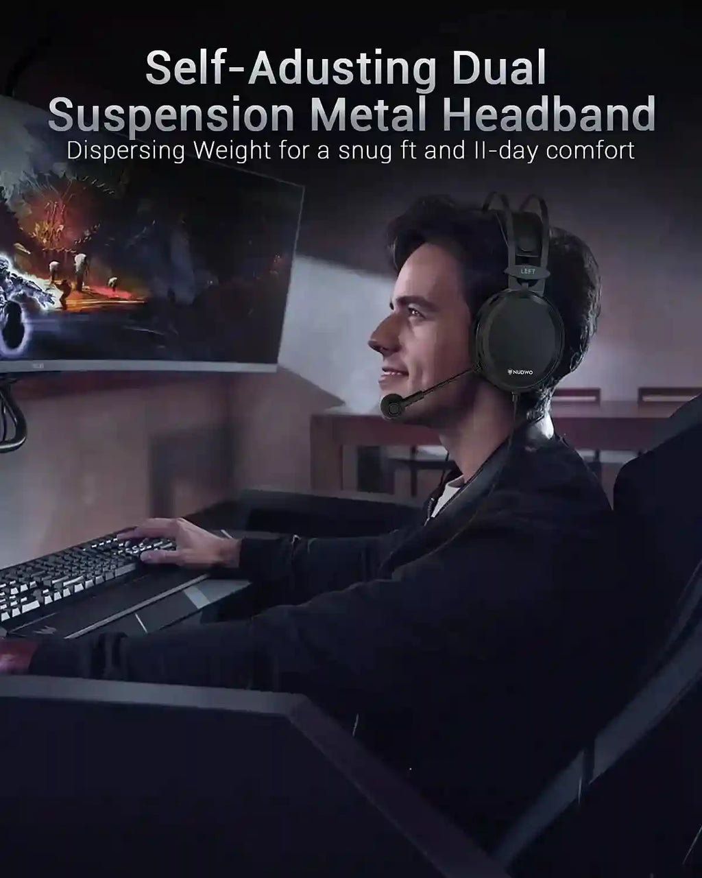 Wired Gaming Headset with Noise Canceling Mic for PC and PS5 - Black Tidesmit