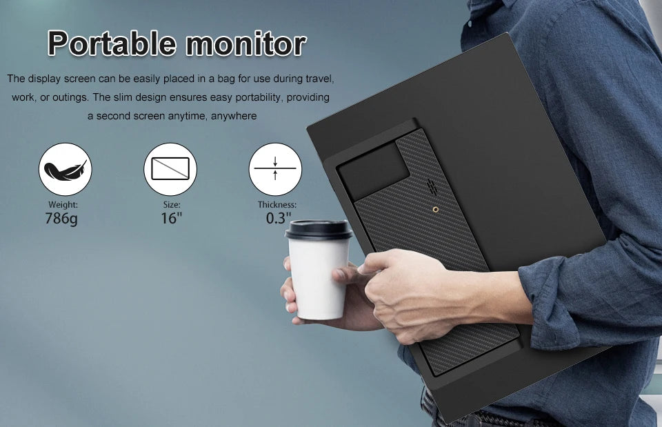 HGFRTEE16" FHD Portable Touch/No Touch monitor External Display IPS  USB C mini-HDMI for Laptop Mac PC Xbox PS Switch With VESA