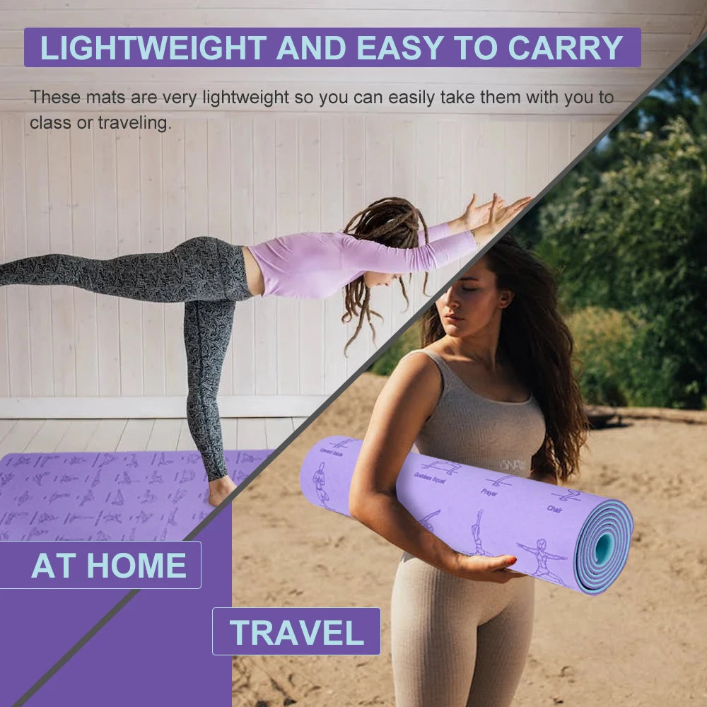 TPE Yoga Mat 183cm*61cm Anti-skid Sports Fitness Mat For Exercise Yoga And Pilates Gymnastics Mat Fitness Equipment